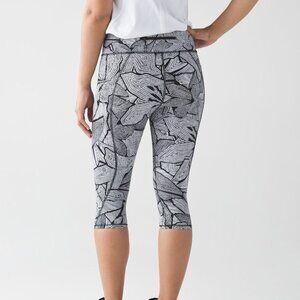 Lululemon Tight Stuff Crop Dottie Tribe Black White 4